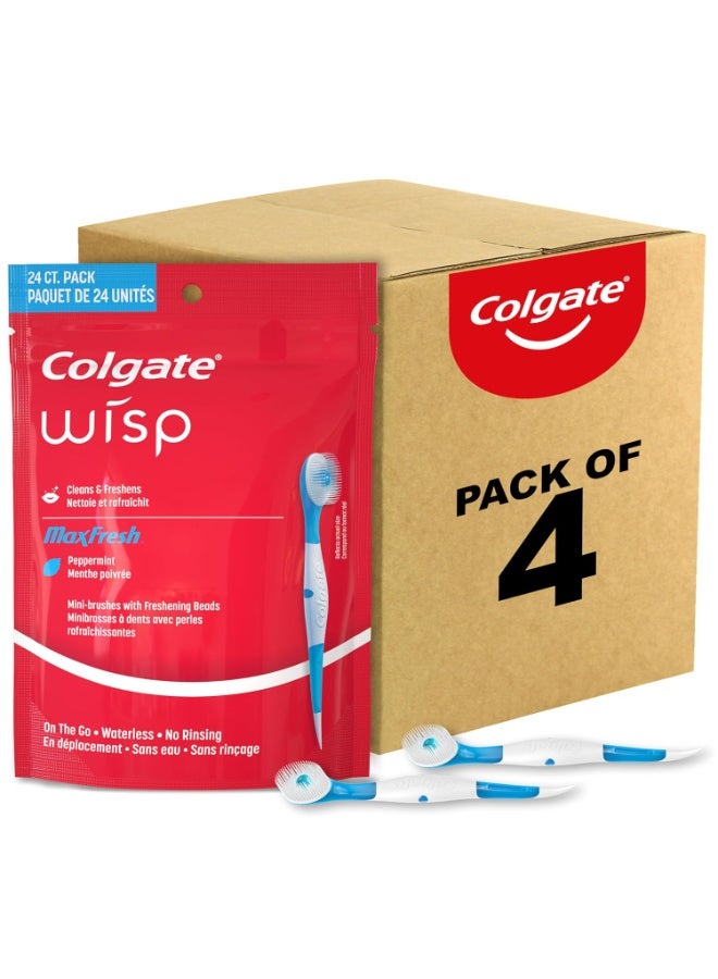 Colgate فرشاة أسنان مصغرة قابلة للاستخدام مرة واحدة من كولجيت ماكس فريش ويسب، بنكهة النعناع - 24 قطعة (4 عبوات) - Image 1