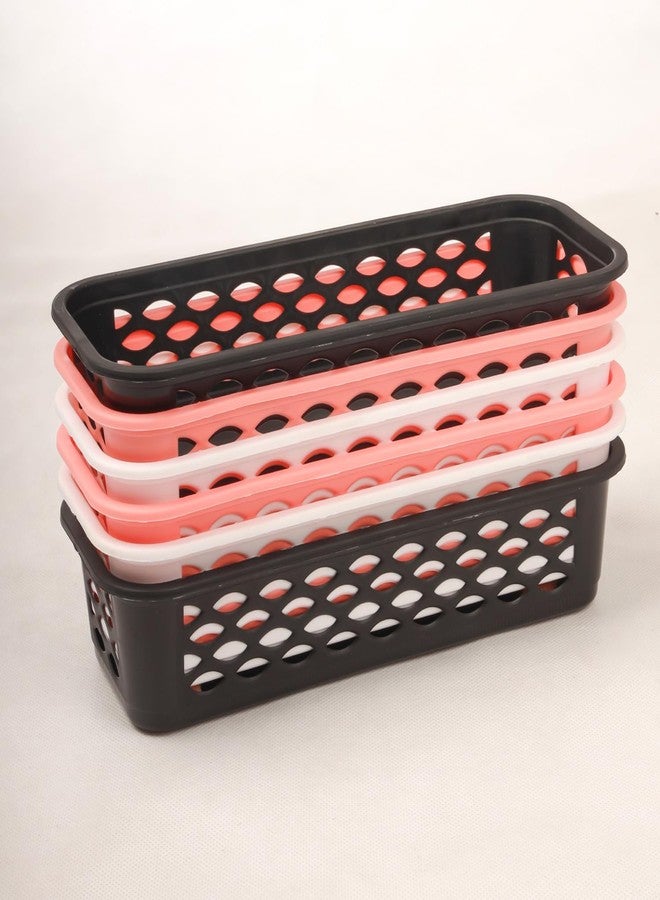 Anshri Plastic Multipurpose Desk Organizer Tray Office Drawer Dividers Storage Bins for Kitchen, Bathroom, Office, Makeup, Bedroom Dresser Craft Basket Multicolor 23 × 8 × 5 cm Pack of 6 - Image 1