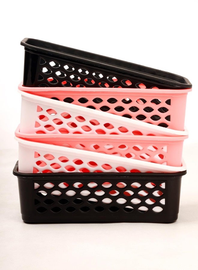 Anshri Plastic Multipurpose Desk Organizer Tray Office Drawer Dividers Storage Bins for Kitchen, Bathroom, Office, Makeup, Bedroom Dresser Craft Basket Multicolor 23 × 8 × 5 cm Pack of 6 - Image 2