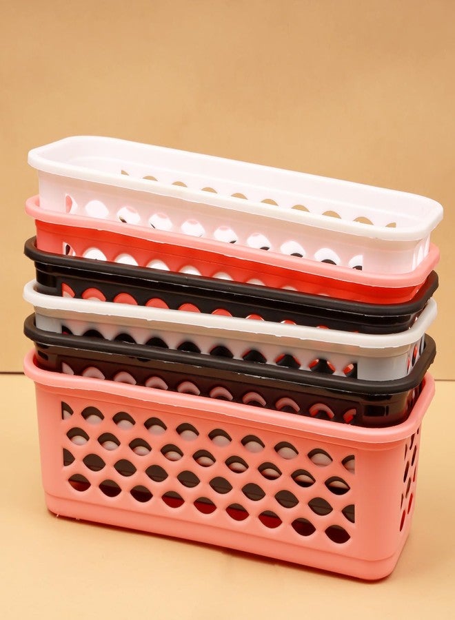 Anshri Plastic Multipurpose Desk Organizer Tray Office Drawer Dividers Storage Bins for Kitchen, Bathroom, Office, Makeup, Bedroom Dresser Craft Basket Multicolor 23 × 8 × 5 cm Pack of 6 - Image 4