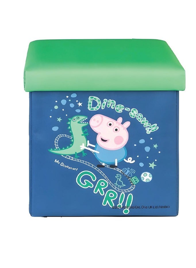 ماركة غير محددة مسند تخزين للأطفال من Peppa Pig، صندوق تخزين قابل للطي ومقعد للأطفال مع غطاء مبطن، صندوق منظم ألعاب متين وواسع بتصميم George Pig، مثالي لغرف النوم وغرف اللعب والحضانات  - Image 2