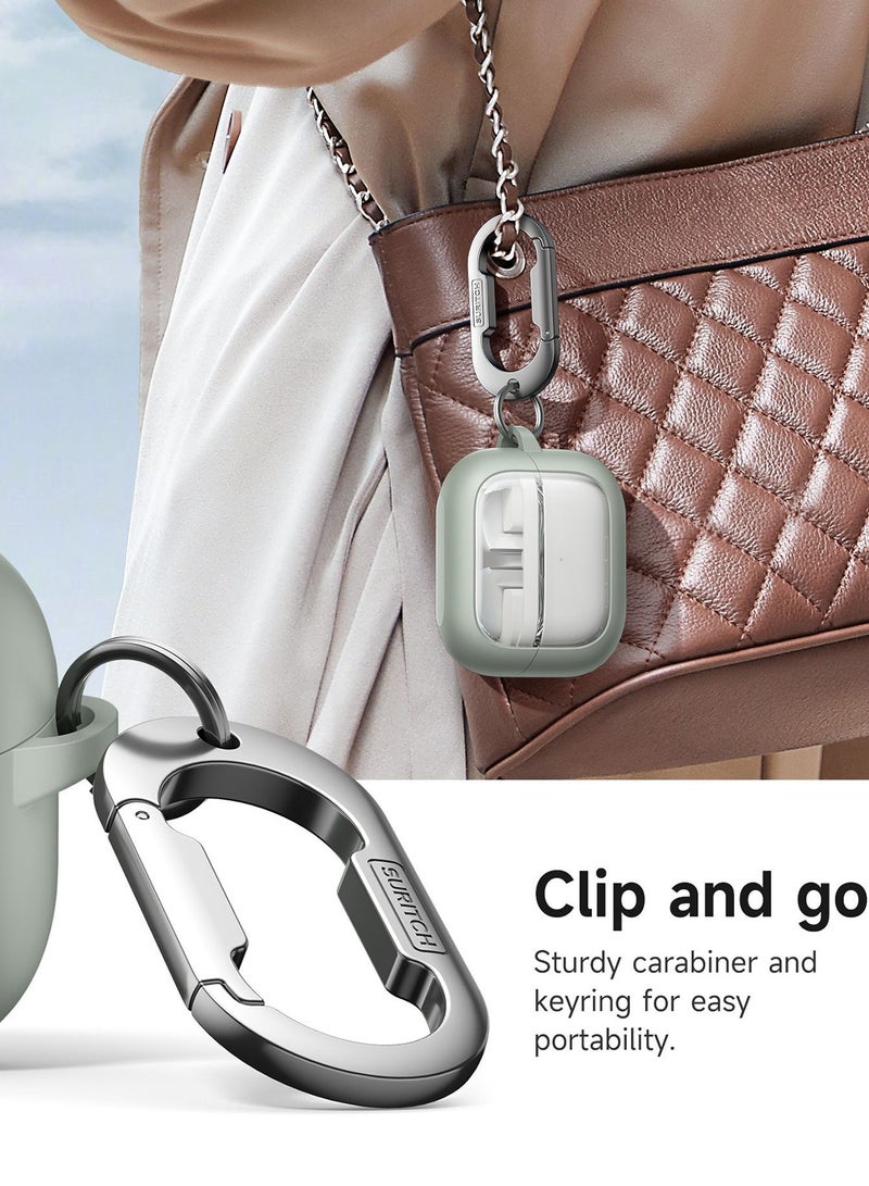 Magnetic Bumper Case for Samsung Galaxy Buds 3 Pro / Galaxy Buds 3, Rugged Shockproof Protective Covers with Carabiner & Cleaning Kit & Removal Tool, Green - Image 5