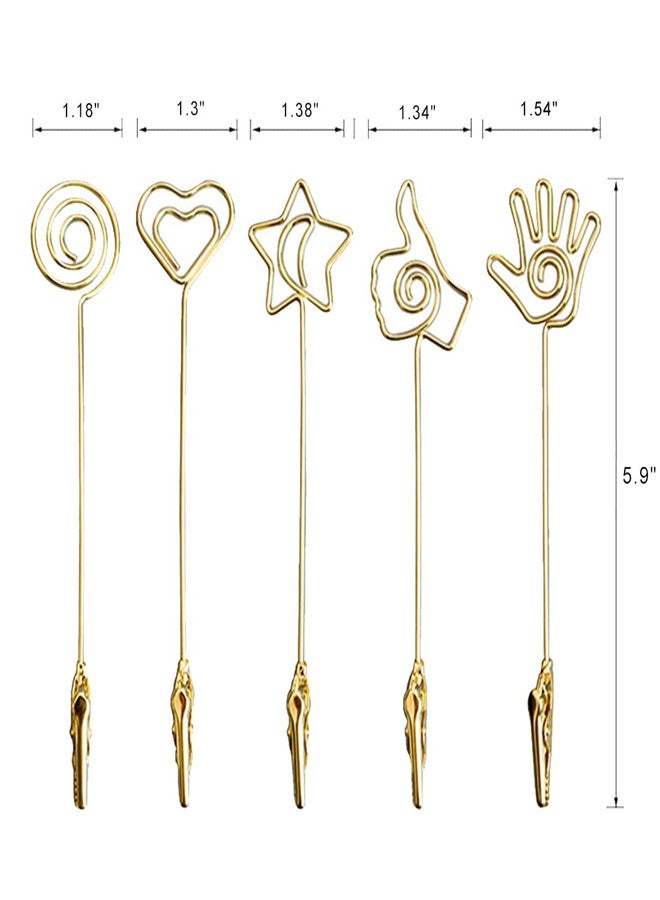 ELANE 15 pcs Metal Wire Alligator Clamp,Memo Clip,Double End Wire Card Holder for DIY Card,Photo,Memo,Banquet,Wedding,Flower Shop(Gold+Silver+Rosegold) - Image 2