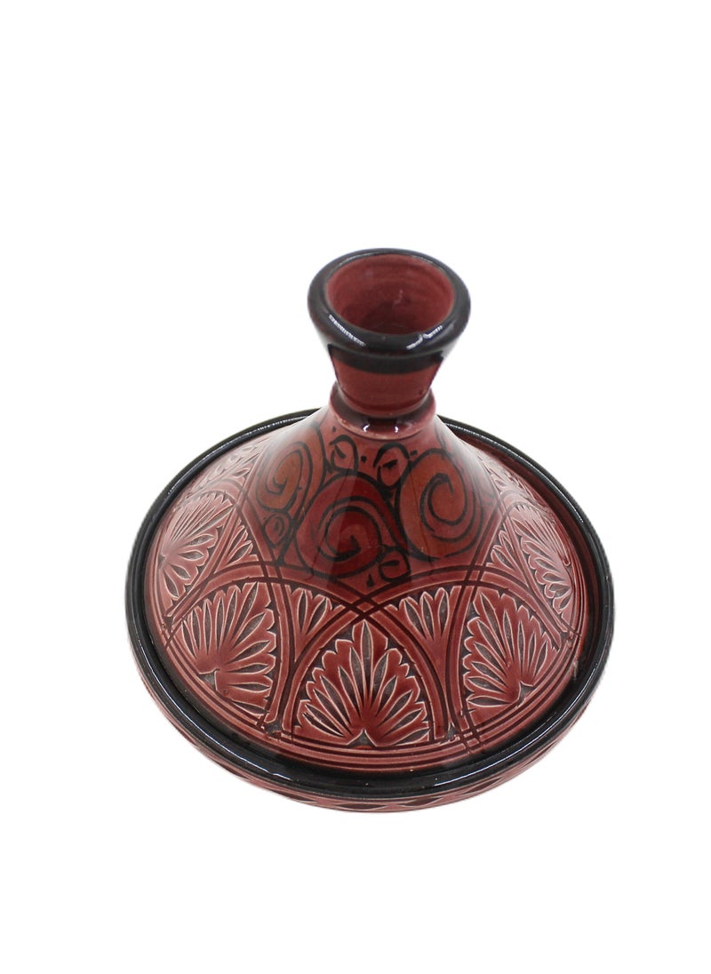 Antique Museum - Moroccan Handmade Hand Painted Tajeen (Food Pot) Carving Work-16.5 cm - Image 1