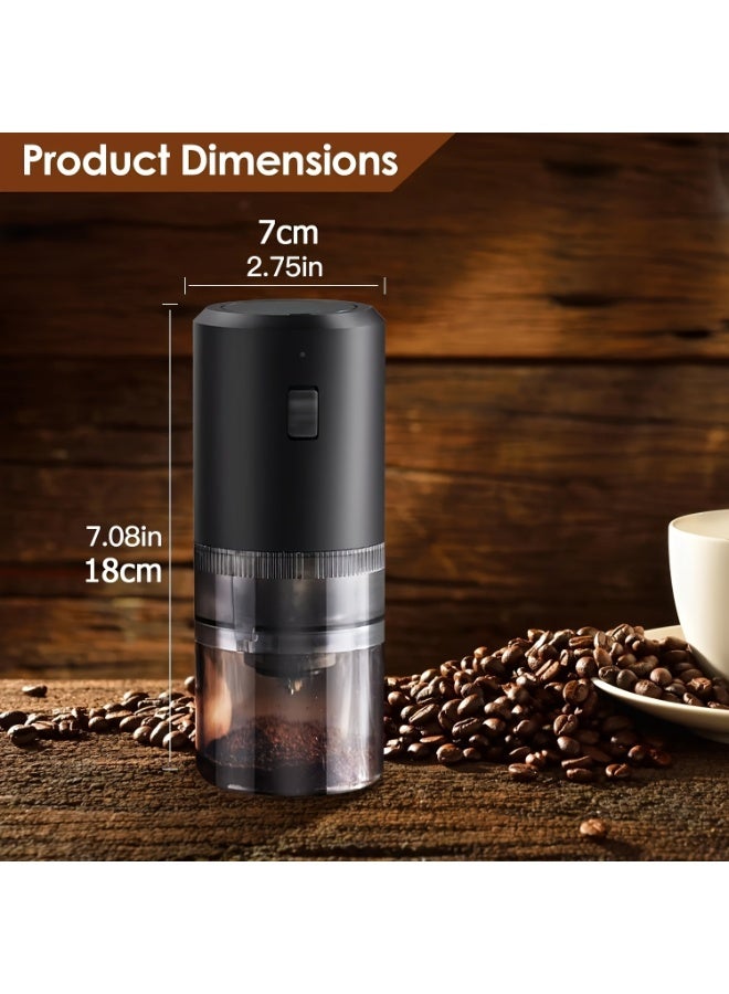 Portable Coffee Grinder - USB Rechargeable, Adjustable Grind Settings, Powerful Motor, Quiet Operation, Compact Design, Easy to Clean With Electric Milk Frother  - Image 2