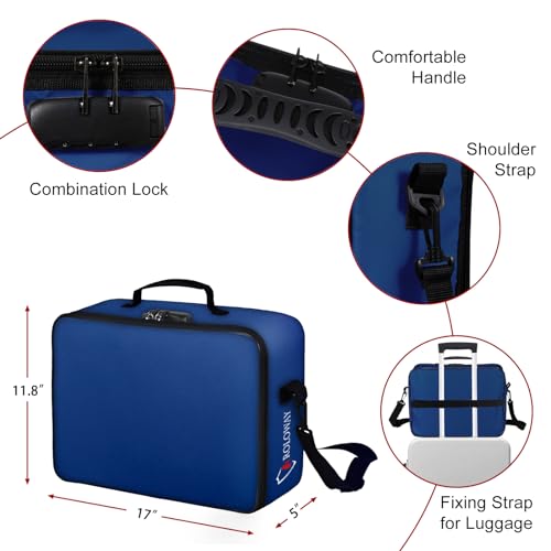 ROLOWAY Fireproof Document Bag with Lock (17 x 11.8 x 5 inch), Important Document Storage Bag with Multi-Layer File Organizers (Blue) - Image 5