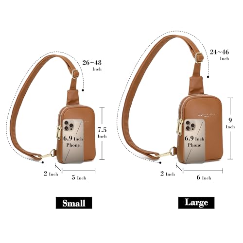 INICAT Travel Small Sling Bag Faux Leather Crossbody Bags Purses Women Fanny Packs Cross Body Bag for Woman Gifts(Brown) - Image 3