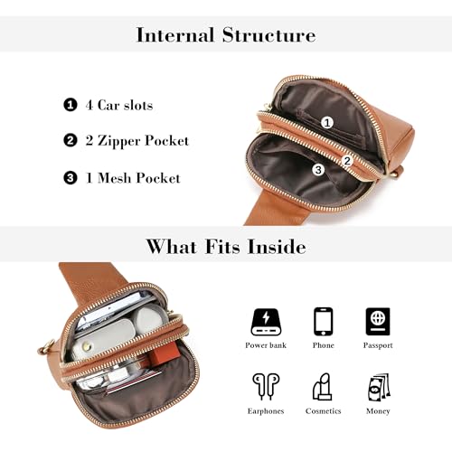 INICAT Travel Small Sling Bag Faux Leather Crossbody Bags Purses Women Fanny Packs Cross Body Bag for Woman Gifts(Brown) - Image 4
