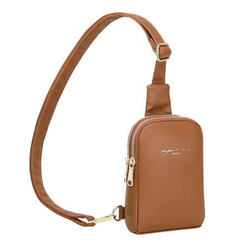 INICAT Travel Small Sling Bag Faux Leather Crossbody Bags Purses Women Fanny Packs Cross Body Bag for Woman Gifts(Brown) - Image 1