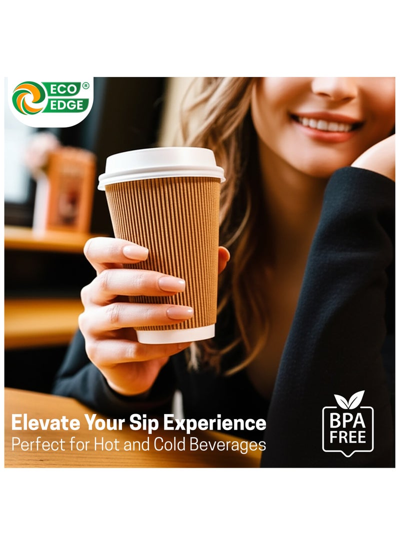 EcoEdge EcoEdge 12 Oz Disposable Heavy-Duty Ripple Insulated Paper Cups (Pack of 50) | Premium, Sustainable, Sturdy, Heat Resistant | Multi Layered for Hot and Iced Beverages, Everyday Use | 100% Recyclable  - Image 5