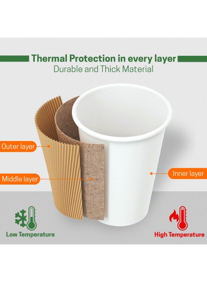 EcoEdge 12 Oz Disposable Heavy-Duty Ripple Insulated Paper Cups (Pack of 50) | Premium, Sustainable, Sturdy, Heat Resistant | Multi Layered for Hot and Iced Beverages, Everyday Use | 100% Recyclable - Image 3