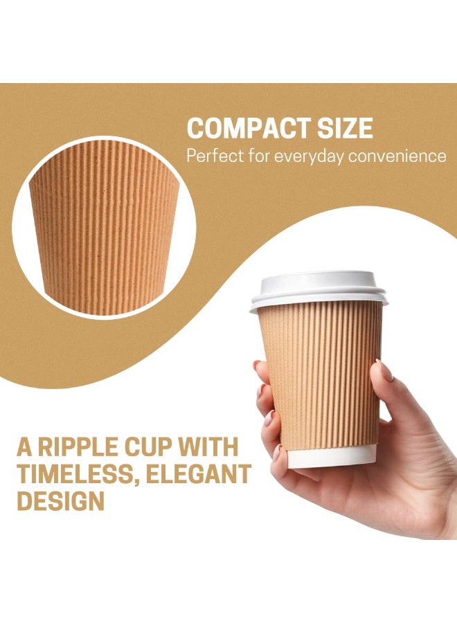 EcoEdge 12 Oz Disposable Heavy-Duty Ripple Insulated Paper Cups (Pack of 50) | Premium, Sustainable, Sturdy, Heat Resistant | Multi Layered for Hot and Iced Beverages, Everyday Use | 100% Recyclable - Image 5
