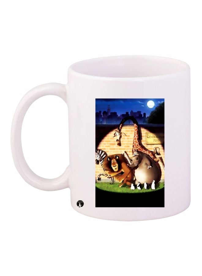 RYN Madagascar Printed Coffee Mug White/Brown/Blue 11ounce