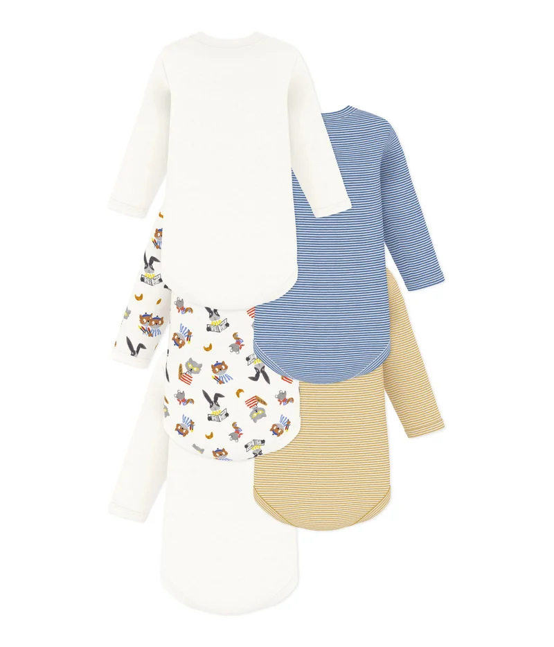 بيتي باتو Pack Of Long-Sleeved Animal-Print Cotton Bodies For Babies