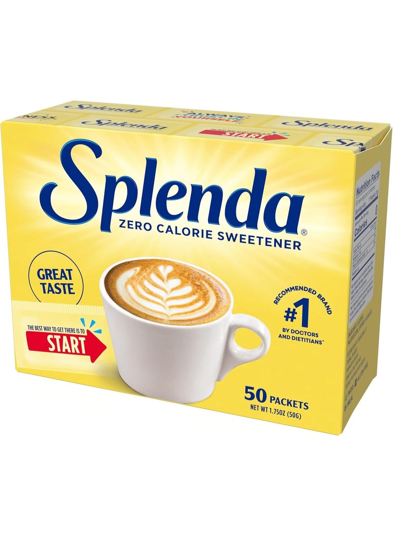 Splenda No Calorie Sweetener Packets 50 Count Zero Sugar Sucralose Sweetener Low Carb Sugar Substitute for Coffee Tea Baking Keto Diet 50g - Image 1
