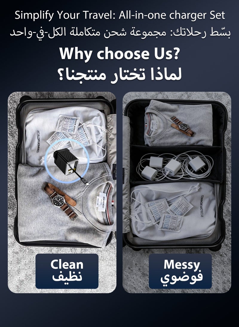 DUDAO 67W 3-in-1 Retractable Wall Charger, Super Fast Charger Block with Built-in Type-C Cable & Dual USB Ports (USB-C + USB-A) for iPhone 17 Pro Max, MacBook Air, iPad Pro, Galaxy S25, Laptops – Portable Travel & Outdoor Charger - Image 5