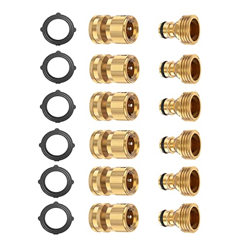 BoArt Garden Hose Quick Connector Set, Solid Brass 3/4 Inch Water Fitings Thread Easy Connect No-Leak Male Female 6 Sets - Image 4