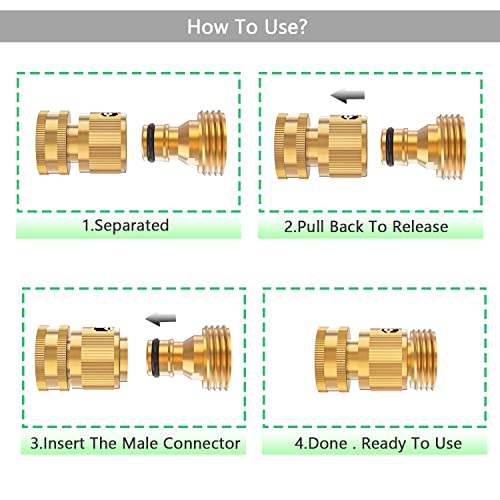 BoArt Garden Hose Quick Connector Set, Solid Brass 3/4 Inch Water Fitings Thread Easy Connect No-Leak Male Female 6 Sets - Image 3