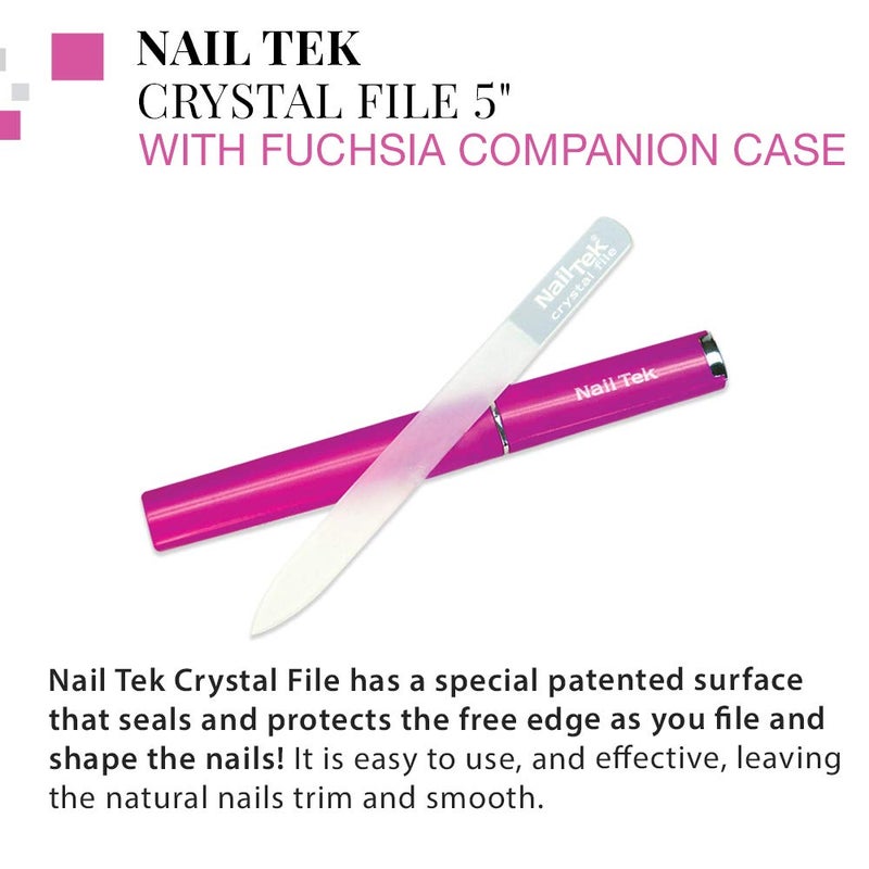 Nail Tek Crystal File Double-Sided with Fuchsia Companion Case, Medium File 5", Professional Fingernail File for Manicure Pedicure, Keep Nails Trim and Smooth, No More Nail Jagged Edges - Image 3