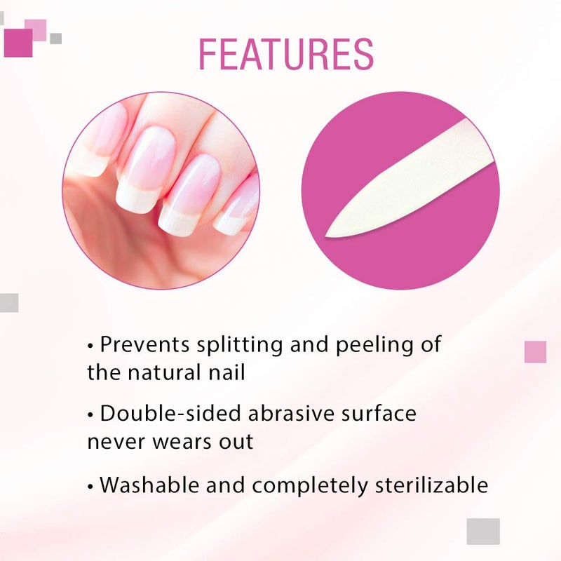 Nail Tek Crystal File Double-Sided with Fuchsia Companion Case, Medium File 5", Professional Fingernail File for Manicure Pedicure, Keep Nails Trim and Smooth, No More Nail Jagged Edges - Image 4