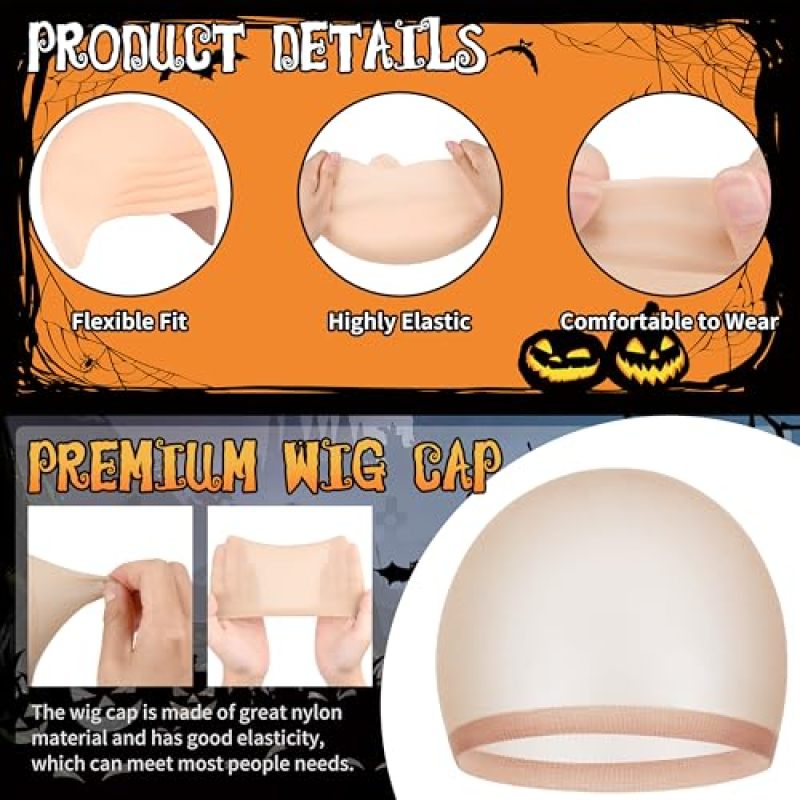 Bald Cap Beige Latex - Comfortable Fit Bald Wig Cap for Halloween Cosplay Costume Party Supplies - Image 3