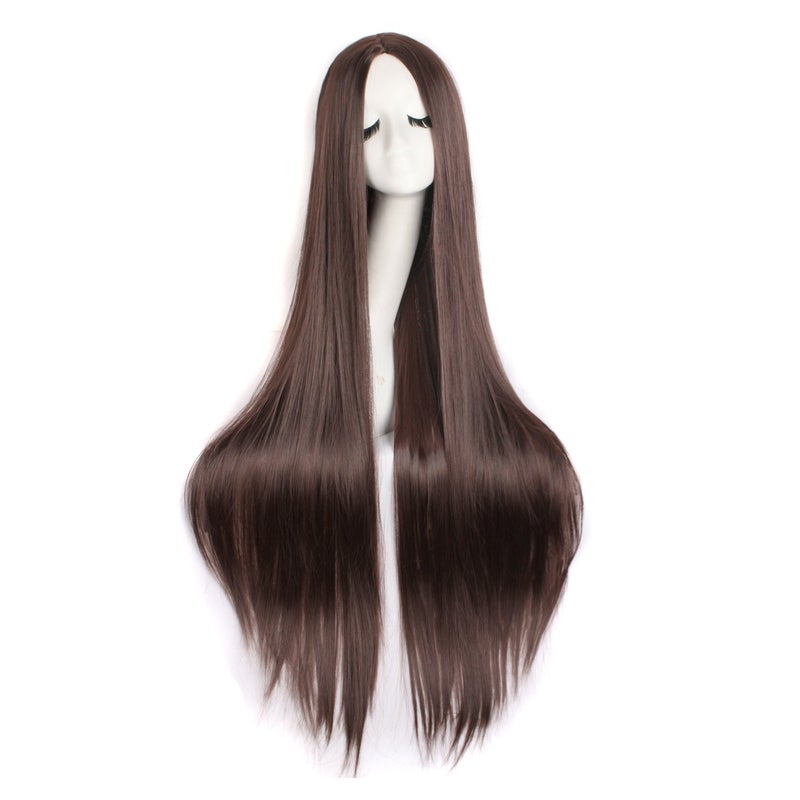 MapofBeauty MapofBeauty 40"/100cm Natural Soft Straight Long Cosplay Wig (Dark Brown)  - Image 1