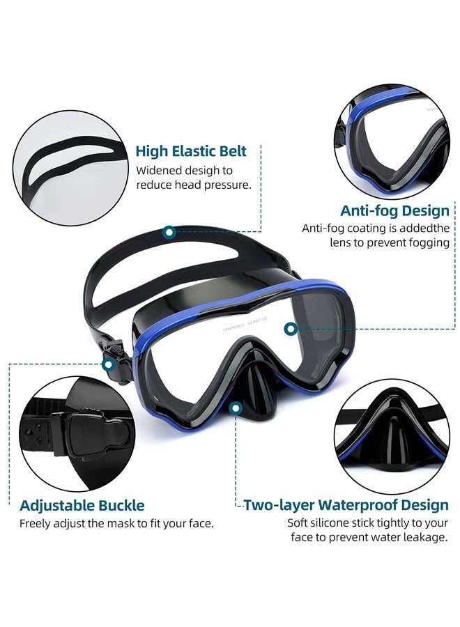 أوساويك قناع الغوص المضاد للغطس Snorkel Swim - قناع الغوص الزجاجي المقسّر HD للبالغين يتدفقون ، نظارات السباحة مع غطاء الأنف - Image 2