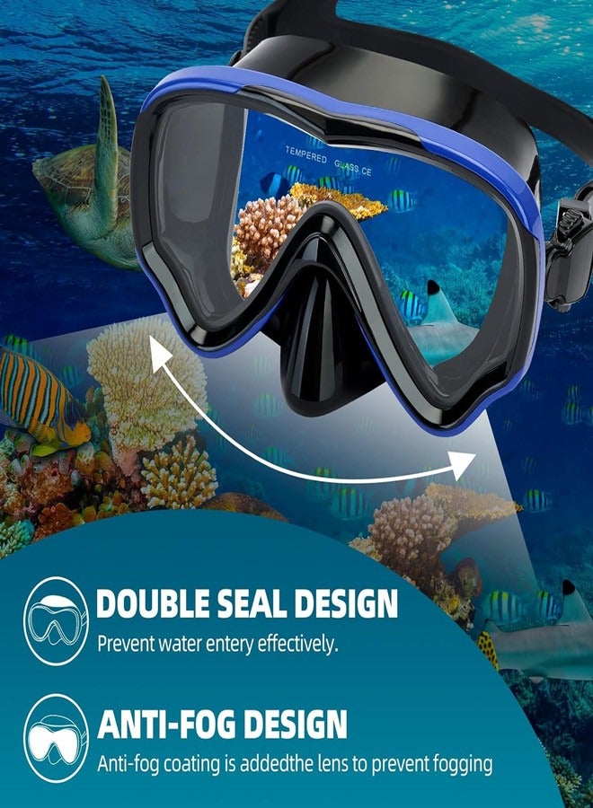 أوساويك قناع الغوص المضاد للغطس Snorkel Swim - قناع الغوص الزجاجي المقسّر HD للبالغين يتدفقون ، نظارات السباحة مع غطاء الأنف - Image 4