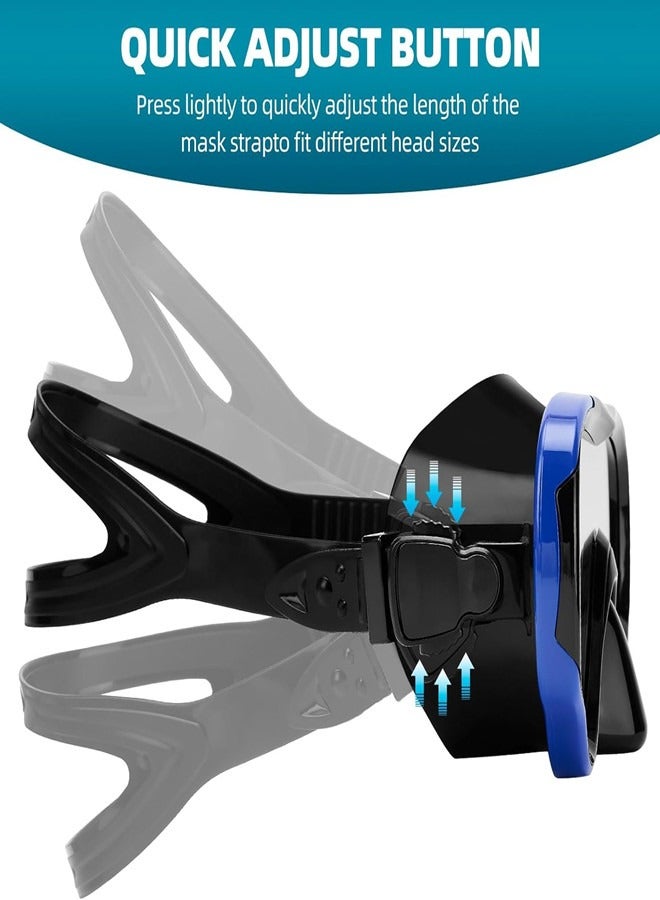 أوساويك قناع الغوص المضاد للغطس Snorkel Swim - قناع الغوص الزجاجي المقسّر HD للبالغين يتدفقون ، نظارات السباحة مع غطاء الأنف - Image 5