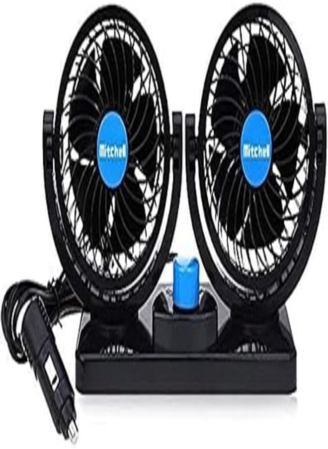Foneda Foneda Mitchell 12V Mini Electric Low Noise Summer Adjustable Air Conditioner Car Fan with 360 Degree Rotating 2 Gears 