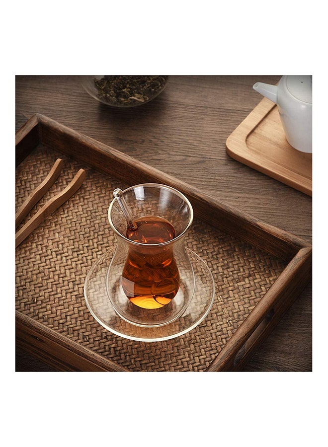 BLACKSTONE 100ml Clear Borosilicate Glass TS891 Double Wall Estikana Tea Set 18 Pieces with Saucers and Spoons Heat Resistant Arabic Coffee Cups Elegant Drinkware for Majlis Ramadan and Hosting - Image 3