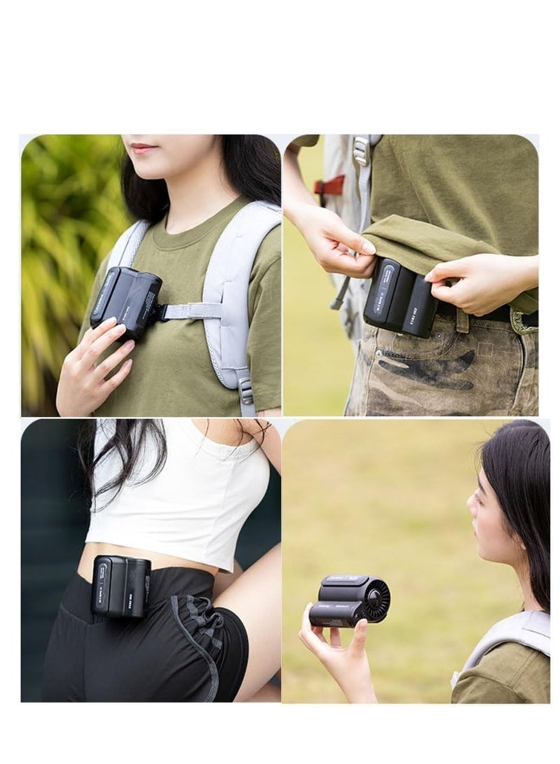 Wearable Under Shirt Clip Fan – Portable Waist Cooling Fan with Dual Clips, 4500mAh Rechargeable Battery, 3-Speed Adjustable Airflow, Hands-Free Personal Cooling Fan for Summer, Travel, Outdoor, Work, and Sports - Image 2