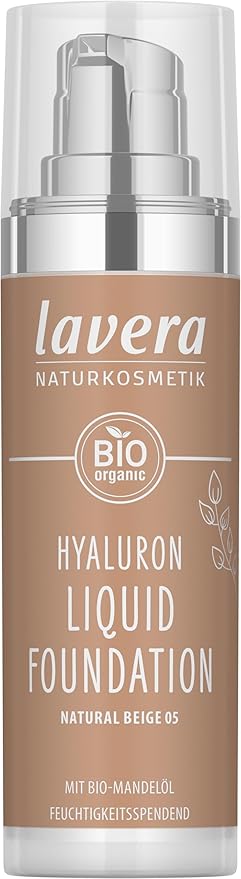 lavera Hyaluron Liquid Foundation Natural Beige 05 natural cosmetics Vegan Silky lightweight texture free from mineraloil Natural hyaluronic acid Organic almond oil 30ml - Image 1