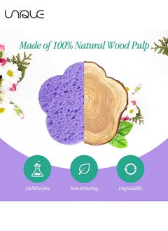 Unique 30-Count Facial Sponges Compressed Facial Sponges Natural Facial Cleansing Sponges Pads Cute Flower Shape Exfoliating Sponges for Cleansing Reusable,Best Makeup Gift, Purple  - Image 3