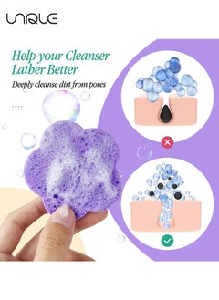 Unique 30-Count Facial Sponges Compressed Facial Sponges Natural Facial Cleansing Sponges Pads Cute Flower Shape Exfoliating Sponges for Cleansing Reusable,Best Makeup Gift, Purple  - Image 5