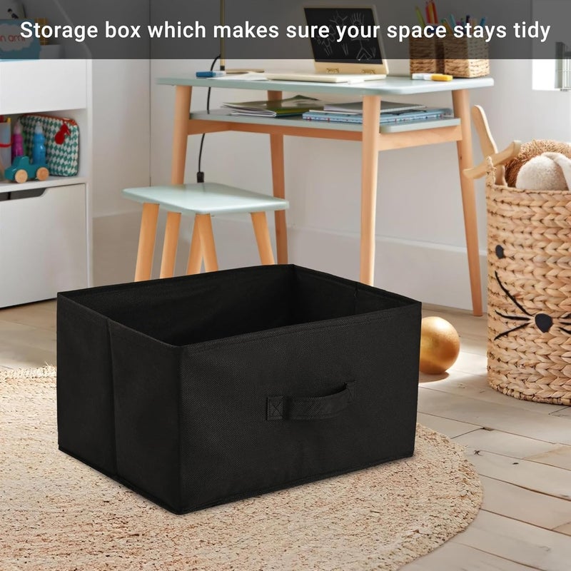 Kuber Industries Kuber Industries Pack of 6 Rectangle Foldable Multipurpose Wardrobe Storage Organizer for Home 26 Litres Portable CupboardCloset Organiser Storage Box for Clothes Toys Plain Black  - Image 4