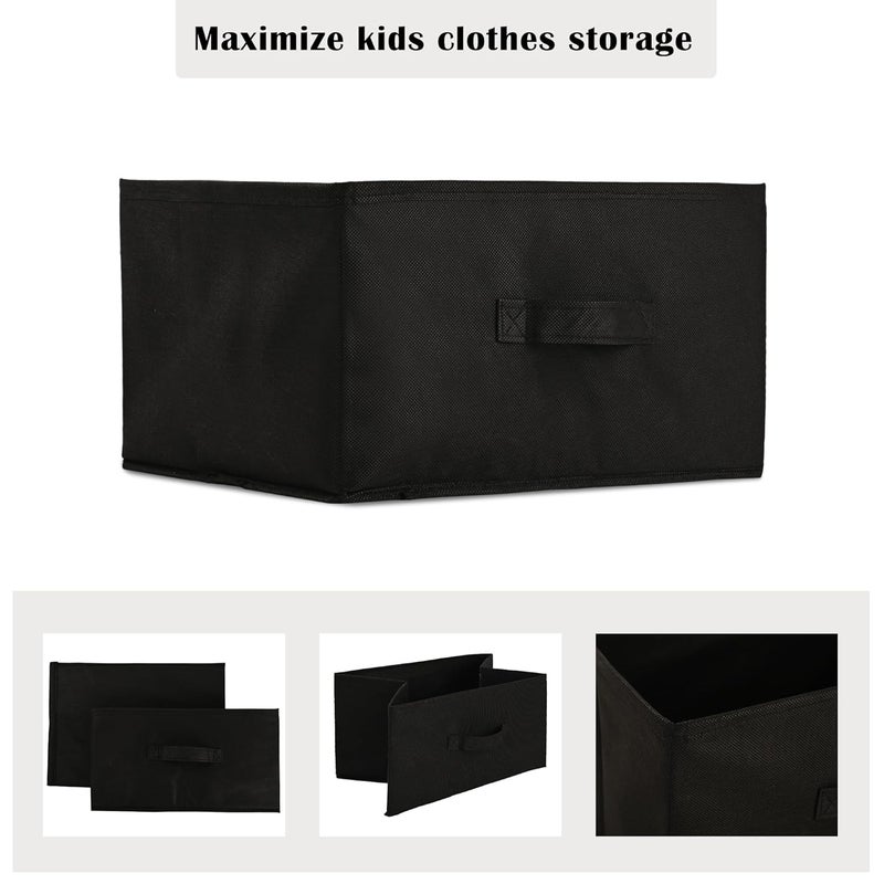 Kuber Industries Kuber Industries Pack of 6 Rectangle Foldable Multipurpose Wardrobe Storage Organizer for Home 26 Litres Portable CupboardCloset Organiser Storage Box for Clothes Toys Plain Black  - Image 5