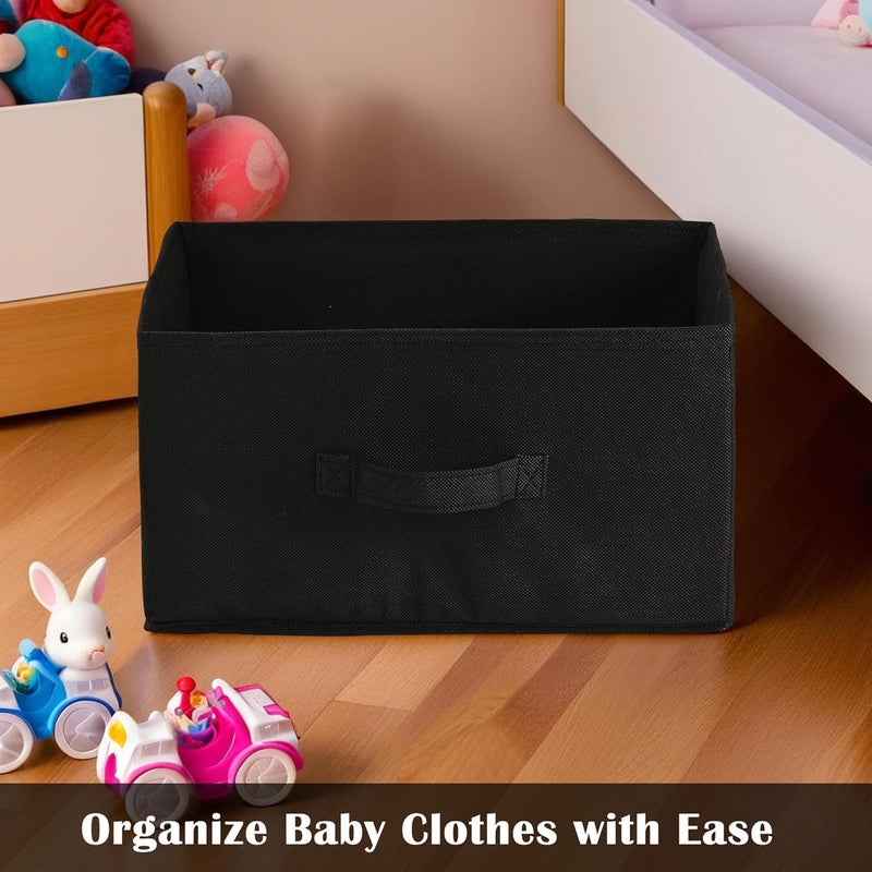 Kuber Industries Kuber Industries Pack of 6 Rectangle Foldable Multipurpose Wardrobe Storage Organizer for Home 26 Litres Portable CupboardCloset Organiser Storage Box for Clothes Toys Plain Black  - Image 2