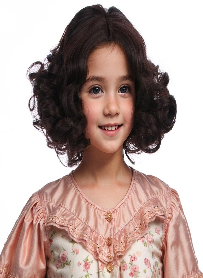 باتنيوم شعر مستعار بني قصير مجعد للأطفال من باتنيوم، شعر مستعار بني داكن صناعي - Image 3