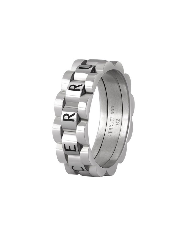 شيروتي 1881 خاتم باولو فضي ثلاثي الطبقات للرجال مقاس - Image 1