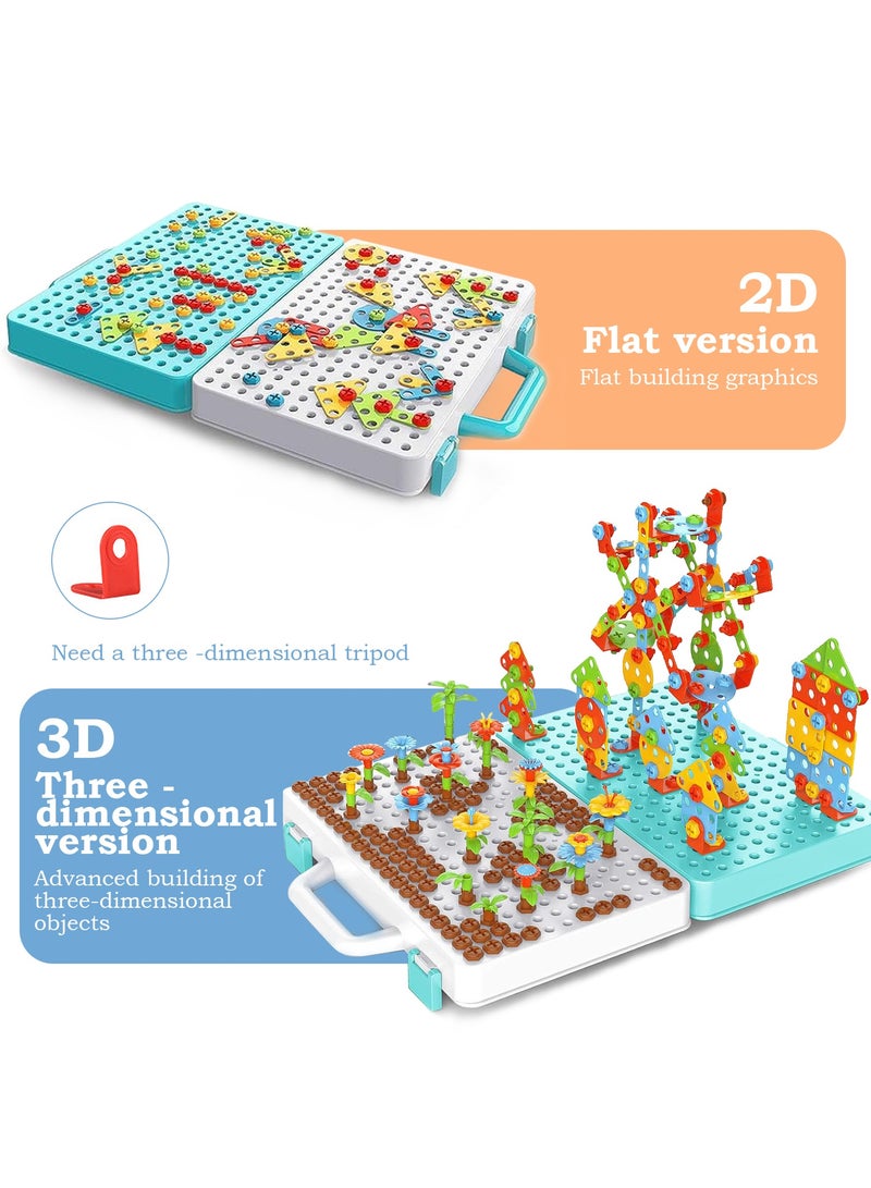 Lenamos Toys for 3 4 5 6 7 8 9 10  Year Old, Design and Drill Toy for Kid, Construction Games, Creative Engineering Building Kits, Mosaic Toy Drill Puzzle Set Educational Toys for Toddler Preschool - Image 4