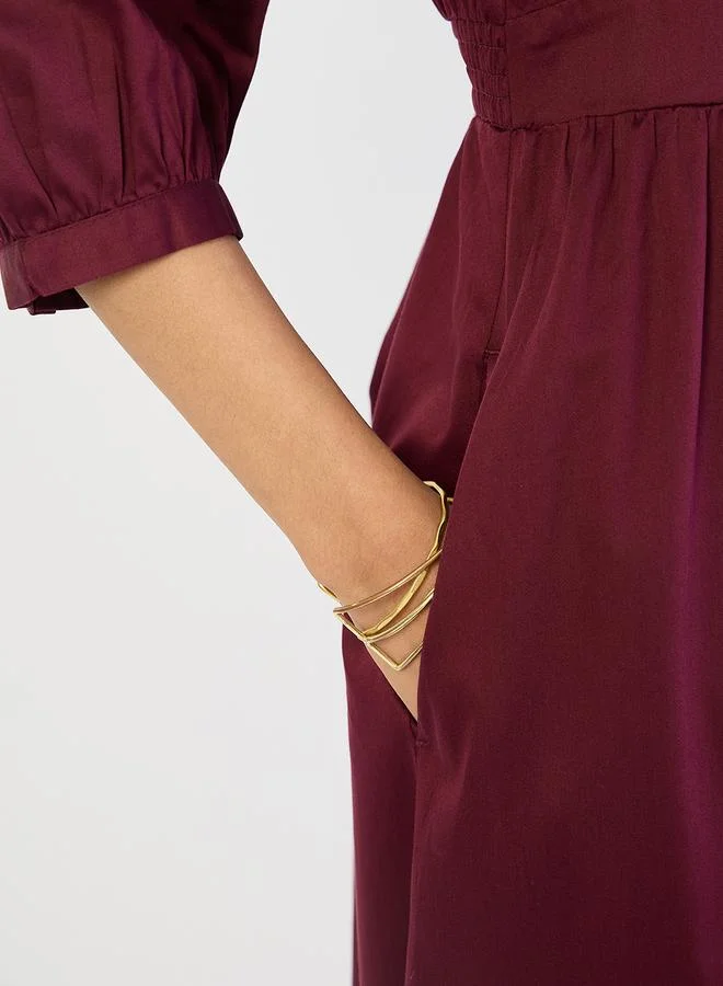 Femmella  Wine Cotton Corset Detailing Maxi Dress for Women | Best Price UAE