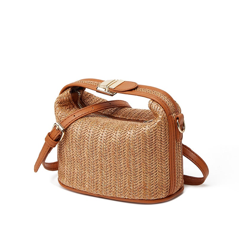 Bucket Bag Straw Woven Small Bag Casual Women'S Bag Portable Shoulder Crossbody Bag New All-Match Trendy - Image 3
