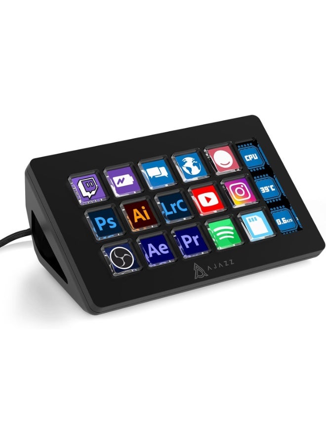 إيه جاز وحدة تحكم استوديو البث AKP153E لوحة مفاتيح من النوع c سلكية مع 15 مفتاح ماكرو LCD وشاشة جانبية واحدة وحامل قابل للفصل لتشغيل الإجراءات المتعددة في Windows MAC Twitter TikTok YouTube OBS App - Image 1