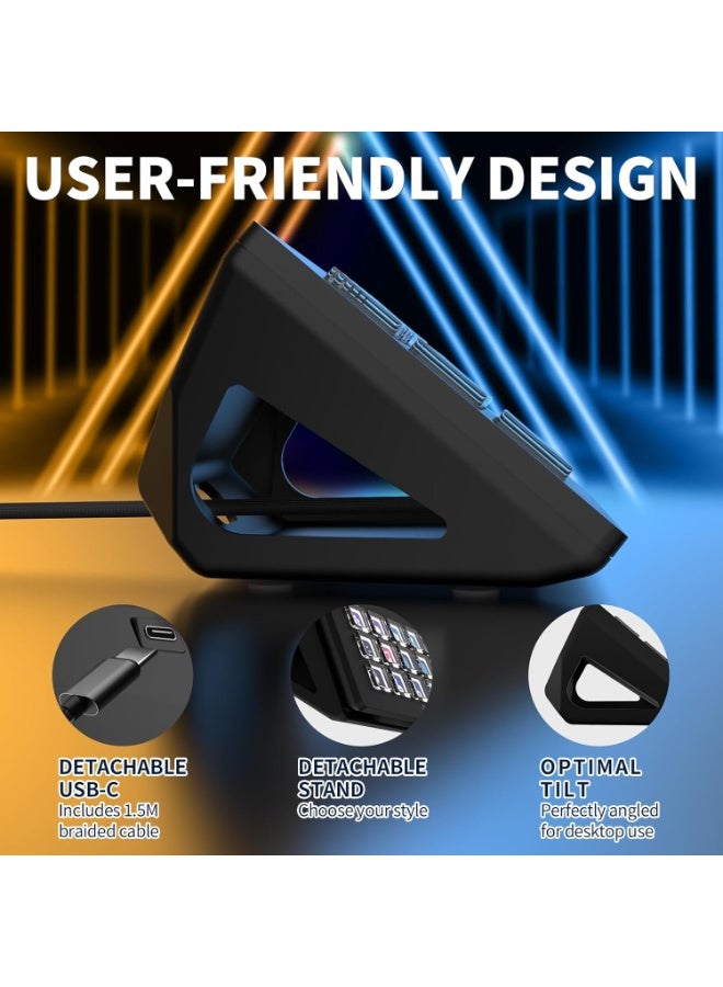 إيه جاز وحدة تحكم استوديو البث AKP153E لوحة مفاتيح من النوع c سلكية مع 15 مفتاح ماكرو LCD وشاشة جانبية واحدة وحامل قابل للفصل لتشغيل الإجراءات المتعددة في Windows MAC Twitter TikTok YouTube OBS App - Image 5