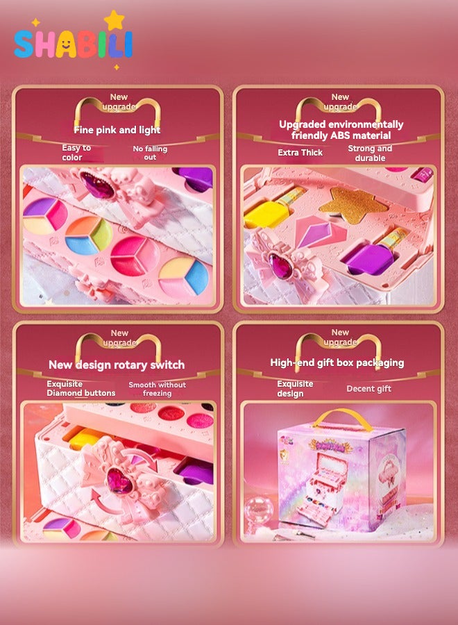 SHABILI 4-Layer Kids Makeup Toy Box for Girls Aged 5–8 – Pretend Cosmetic Kit with Lipstick, Nail Polish, Eye Shadow – Birthday Gift with Handbag - Image 3