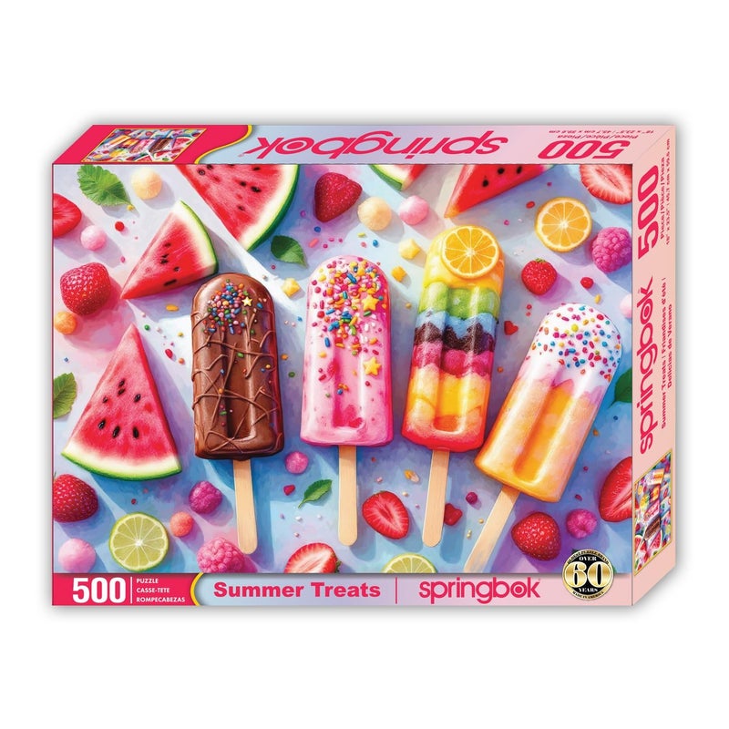 Springbok Summer Treats 500 Piece Jigsaw Puzzle for Adults - Colorful Popsicles - Unique Cut Pieces - Made in USA - Image 2
