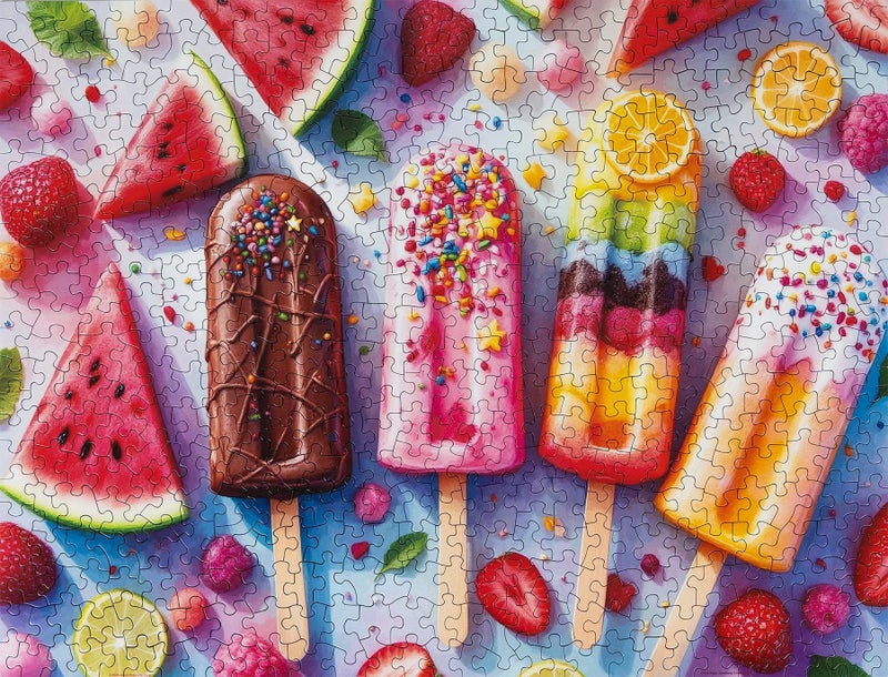 Springbok Summer Treats 500 Piece Jigsaw Puzzle for Adults - Colorful Popsicles - Unique Cut Pieces - Made in USA - Image 3