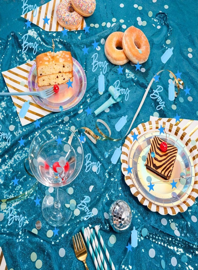 براساكو 1000 قطعة من قصاصات الورق الملونة لحفلات استقبال المولود الجديد، زينة لحفلات استقبال المولود الجديد، أحجار الراين، نجوم، زجاجات رضاعة، قصاصات ورق ملونة زرقاء لتزيين الطاولة، لوازم حفلات الكشف عن جنس المولود (أزرق) - Image 5