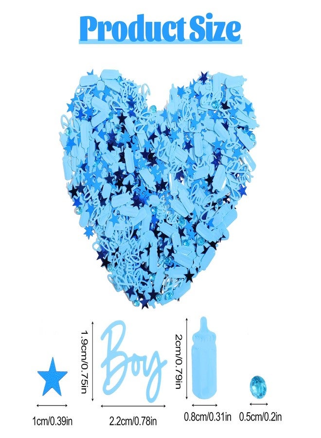براساكو 1000 قطعة من قصاصات الورق الملونة لحفلات استقبال المولود الجديد، زينة لحفلات استقبال المولود الجديد، أحجار الراين، نجوم، زجاجات رضاعة، قصاصات ورق ملونة زرقاء لتزيين الطاولة، لوازم حفلات الكشف عن جنس المولود (أزرق) - Image 2